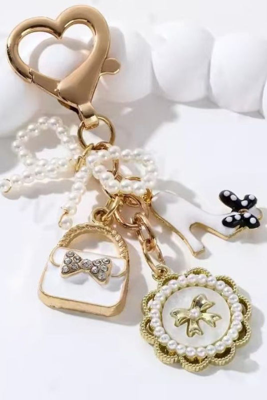 SC - Pearl Bow, Heel and Handbag Purse Charm