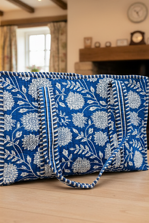 SC - Melody Blue and White Floral Tote Bag