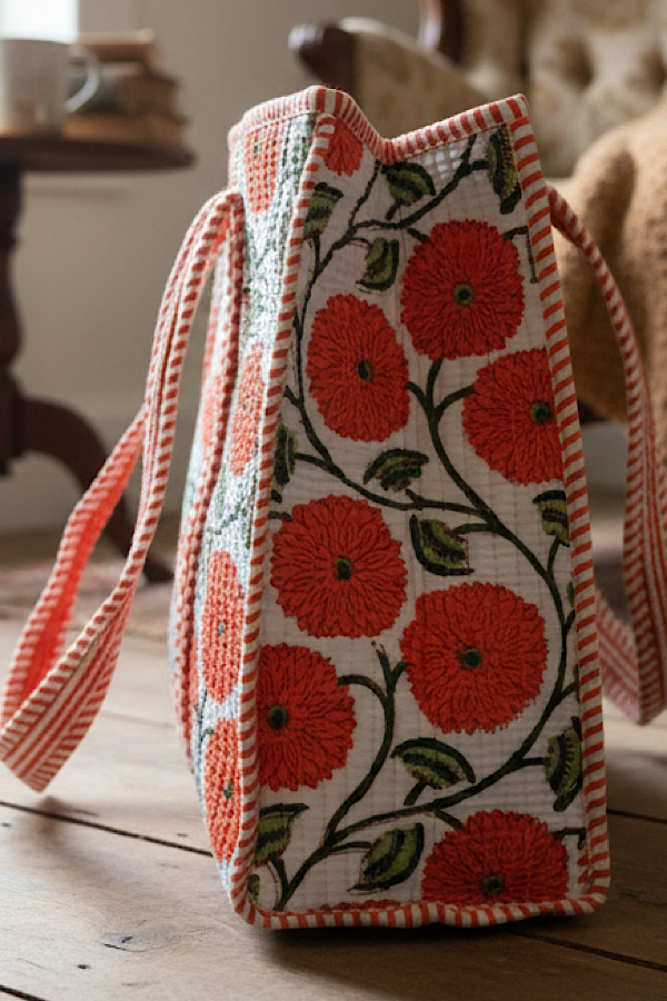 SC - Waylon Orange Floral Print Tote Bag