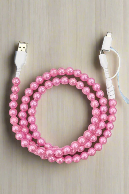 SC - Pink Pearl Cord Phone Charger