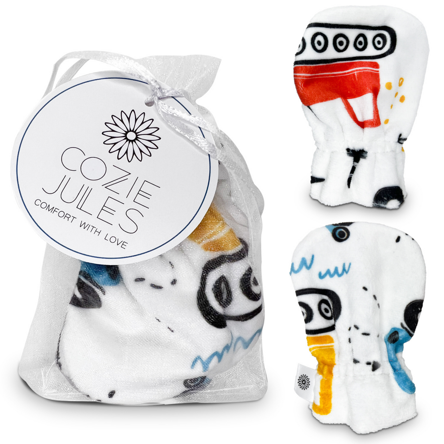 Stay-On Baby Mittens with Silicone Grip - Construction Trucks No Scratch Mittens for Newborns 0-6 Months