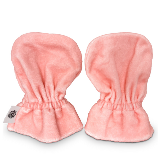 Stay-On Baby Mittens with Silicone Grip - Crystal Rose No Scratch Mittens for Newborns 0-6 Months