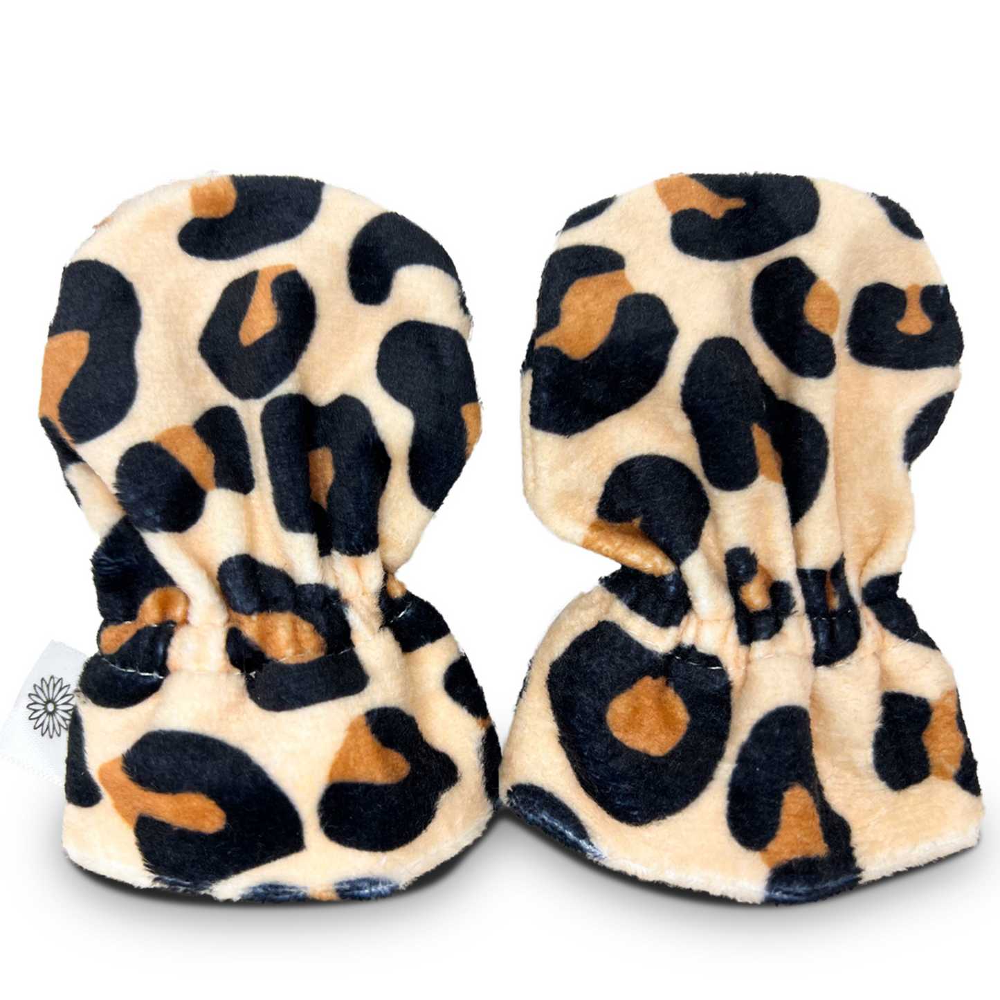 Stay-On Baby Mittens with Silicone Grip - Cheetah No Scratch Mittens for Newborns 0-6 Months
