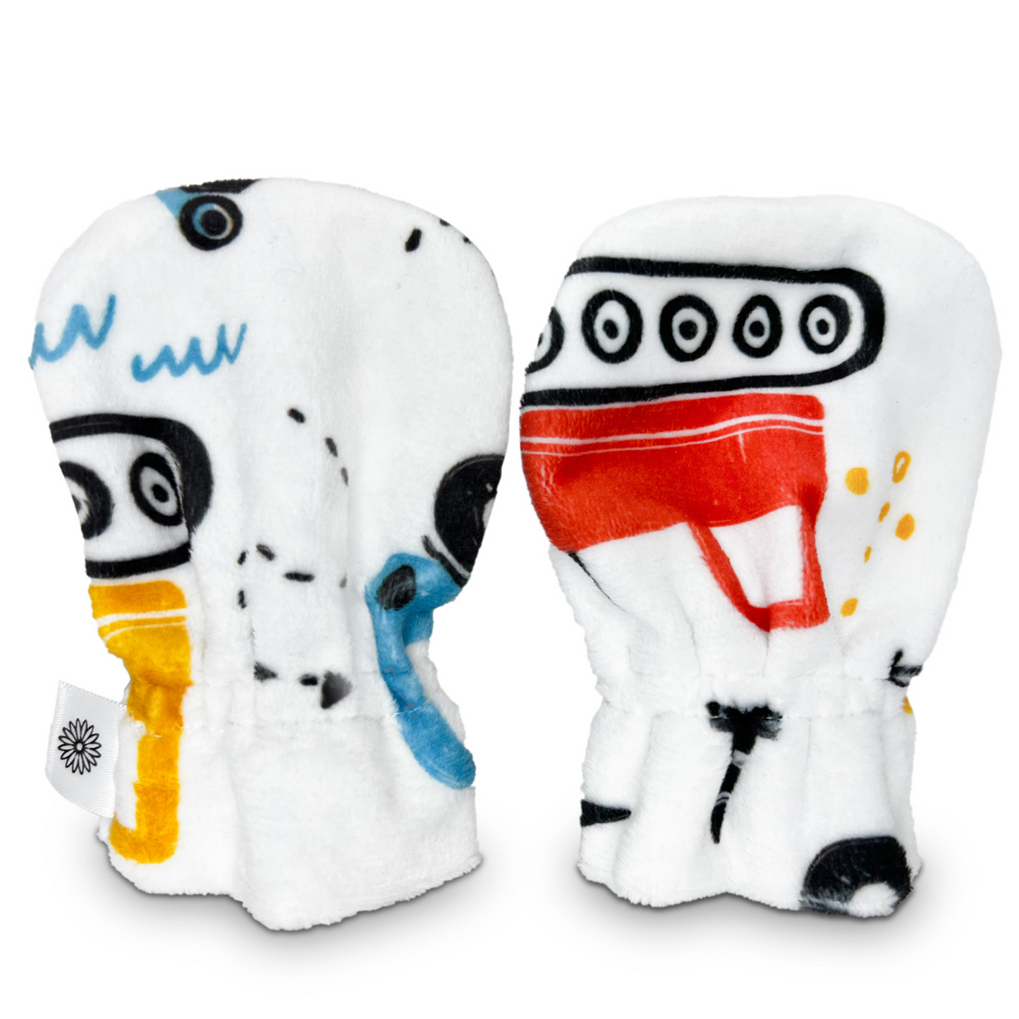 Stay-On Baby Mittens with Silicone Grip - Construction Trucks No Scratch Mittens for Newborns 0-6 Months