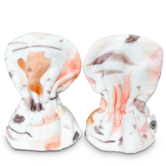 Stay-On Baby Mittens with Silicone Grip - Painted Flowers No Scratch Mittens for Newborns 0-6 Months