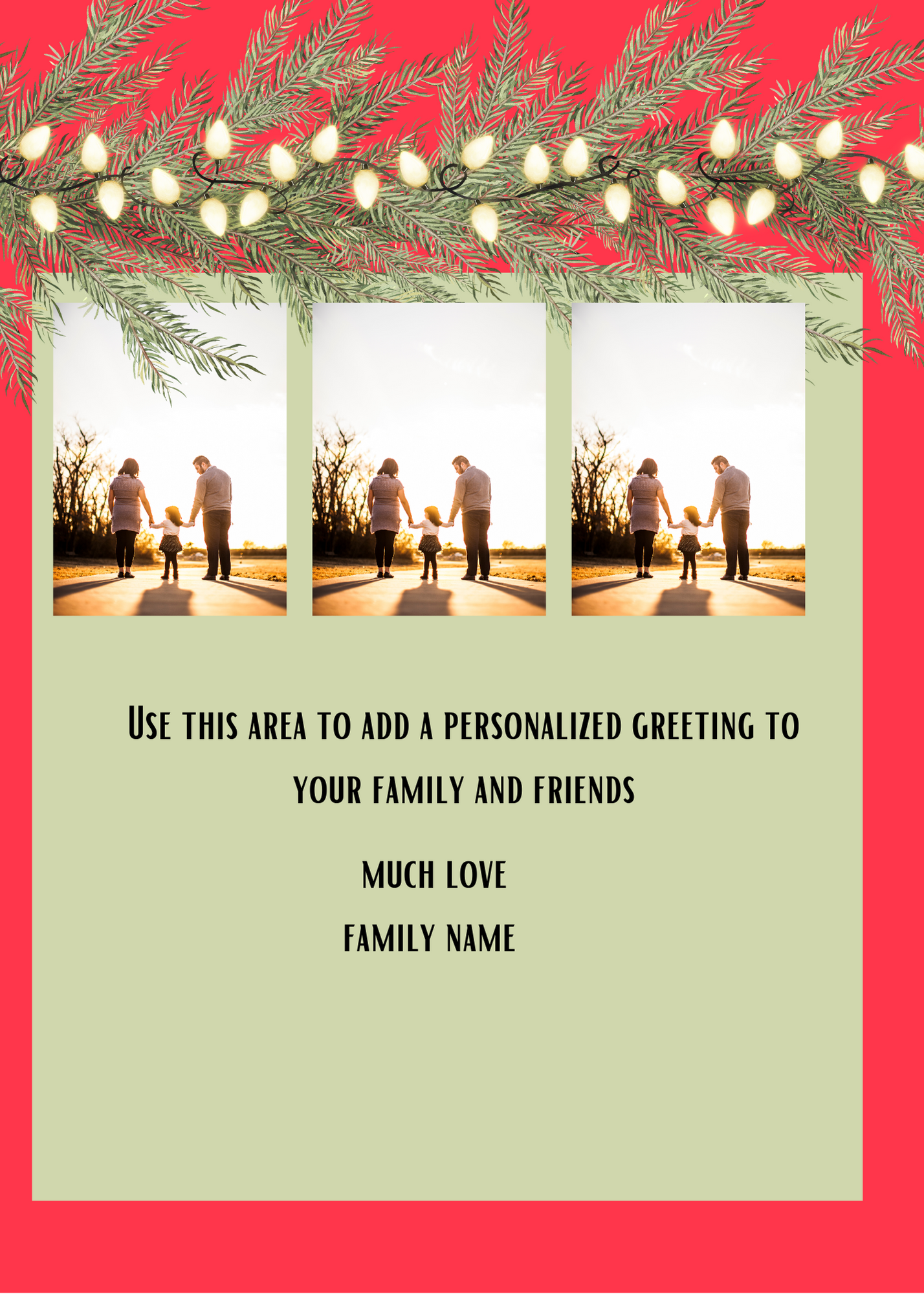 Merry Christmas Lights photo card template