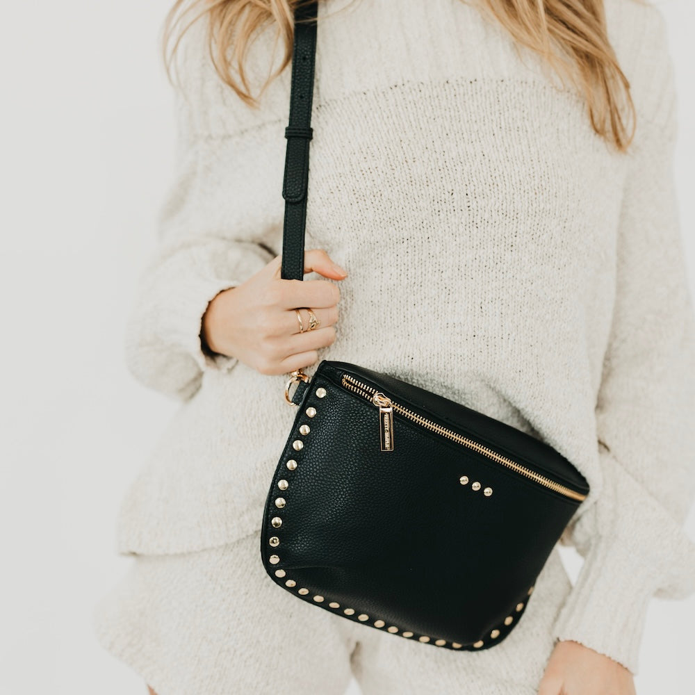 Pebbled Sabrina Studded Bum Bag