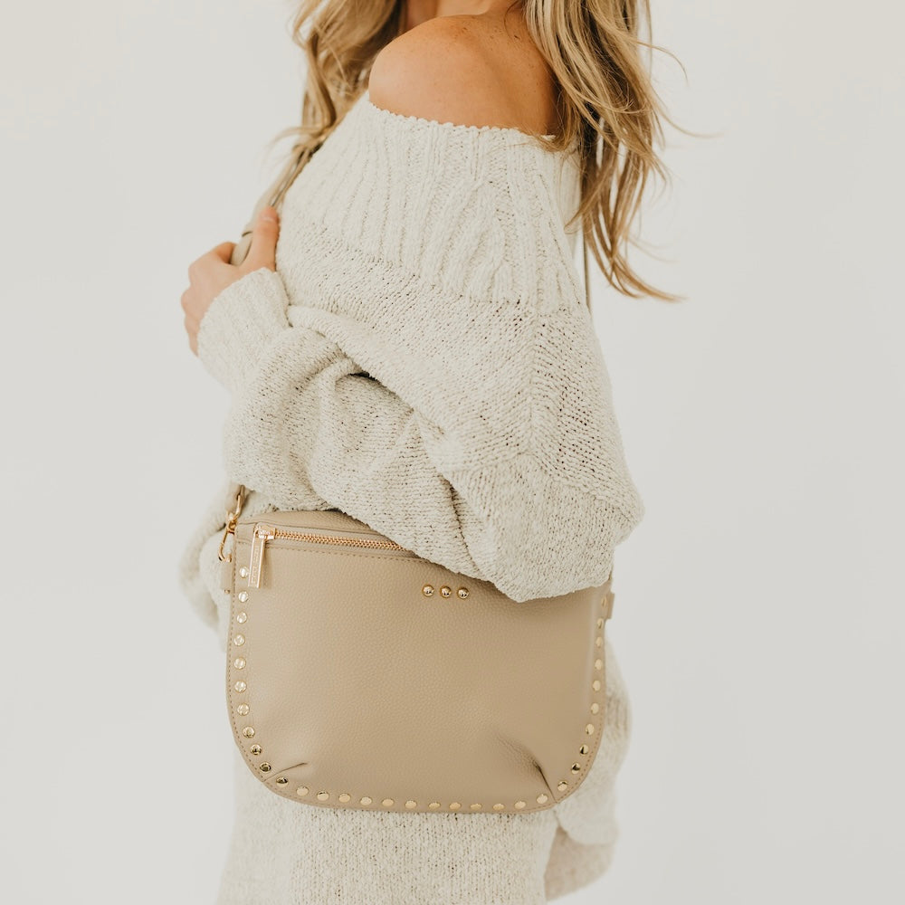 Pebbled Sabrina Studded Bum Bag