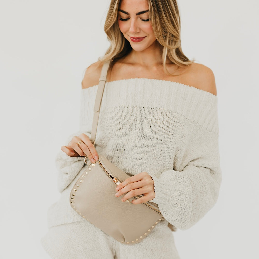 Pebbled Sabrina Studded Bum Bag