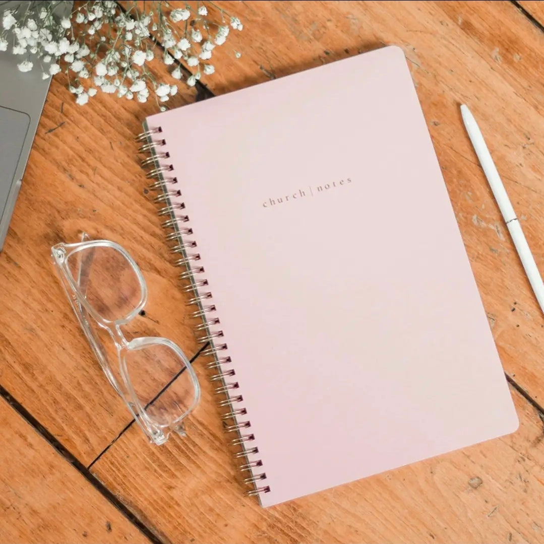 Blush Church Notes Bible Study Notebook – Faith Journal for Sermon Notes & Bible Study | Christian Gift for Women