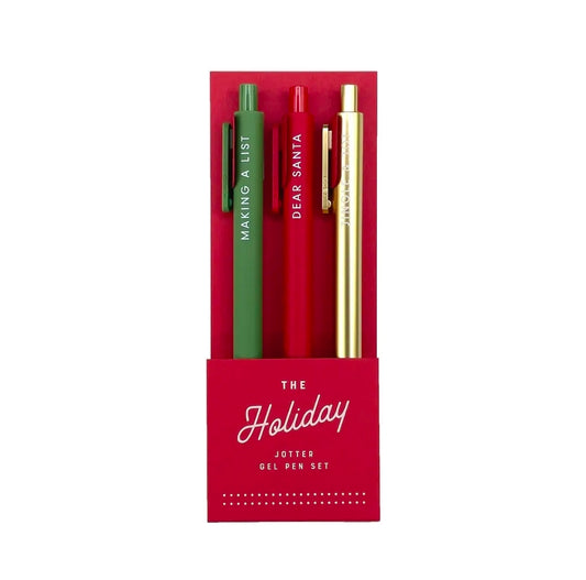 Holiday Gel Pen Set – “Making a List”, “Dear Santa”, “Jingle & Jot” | Christmas Pen Gift Set | Festive Stationery for Women