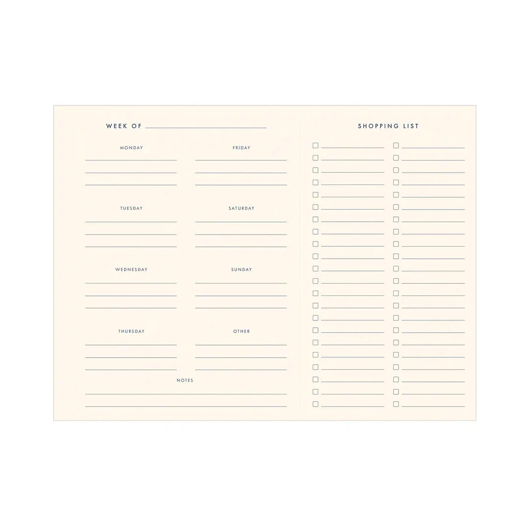 Elegant Weekly Meal Planner with Tear-Off Grocery List – Simple, Chic Kitchen Organizer | Eco-Friendly Planner Made in the USA