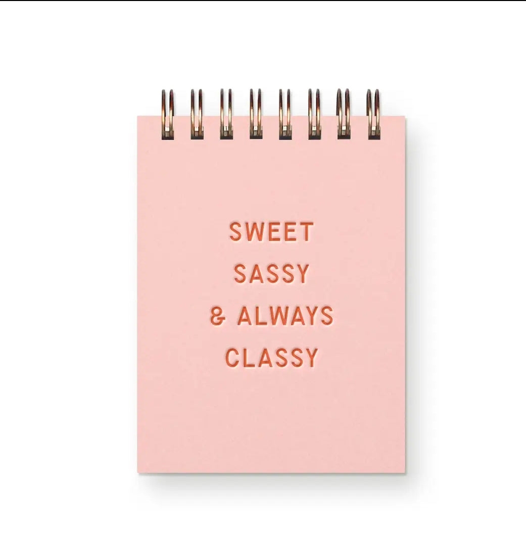 Sweet, Sassy & Always Classy Mini Jotter Notebook – Light Pink Pocket Notebook | Cute Gift for Women & Stationery Lovers