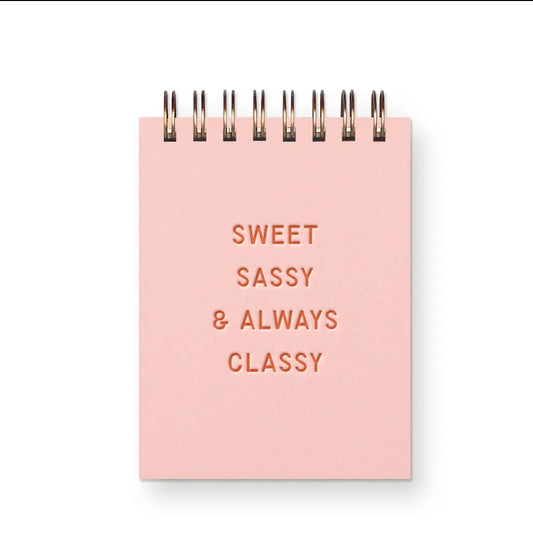 Sweet, Sassy & Always Classy Mini Jotter Notebook – Light Pink Pocket Notebook | Cute Gift for Women & Stationery Lovers