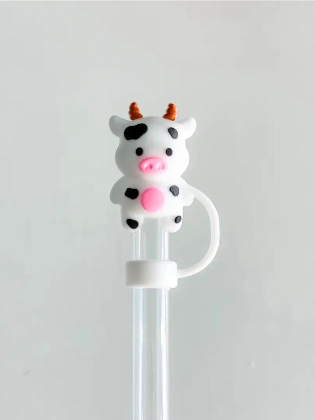 Cow silicone straw cover