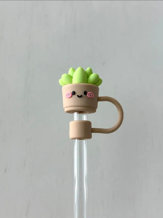 Succulent silicone straw cover