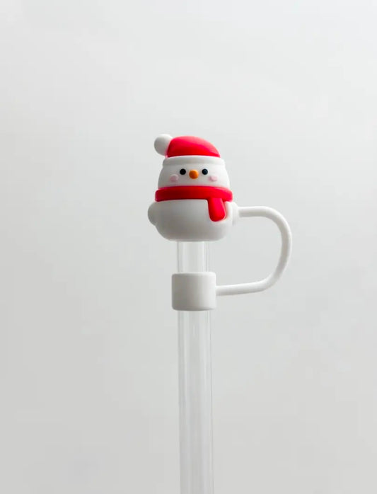 Snowman silicone straw cover