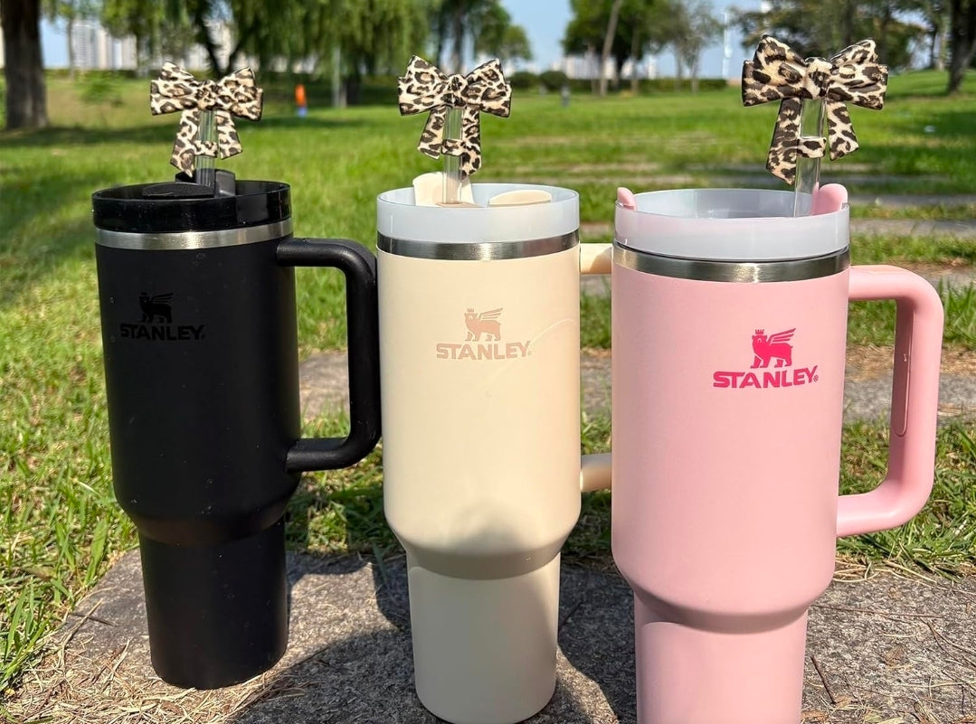 Leopard Print Bow Straw Charm – Fits Most Tumbler Straws