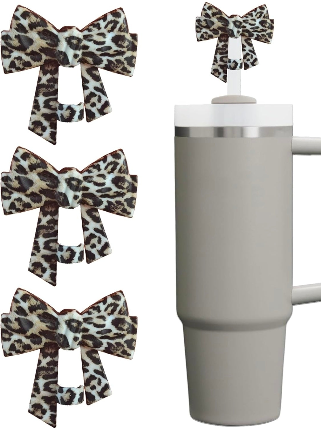 Leopard Print Bow Straw Charm – Fits Most Tumbler Straws