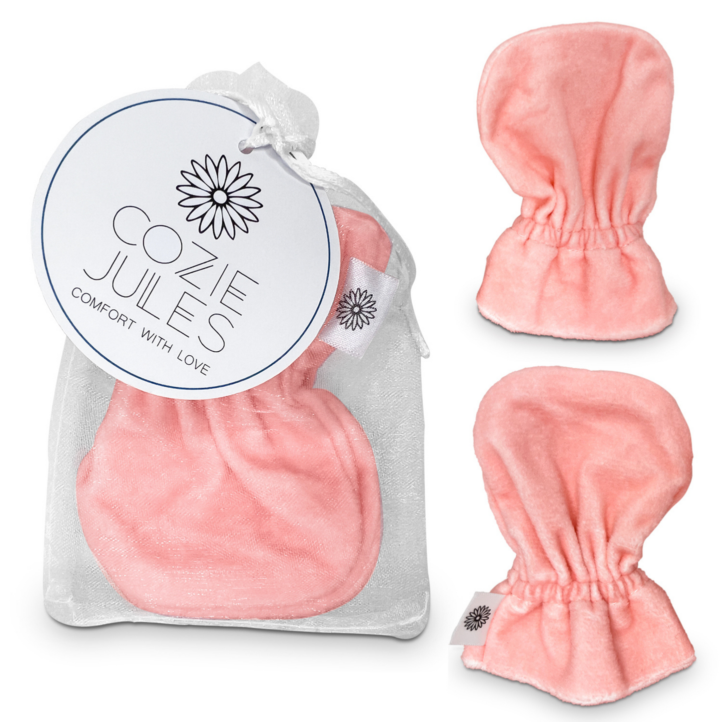 Stay-On Baby Mittens with Silicone Grip - Crystal Rose No Scratch Mittens for Newborns 0-6 Months