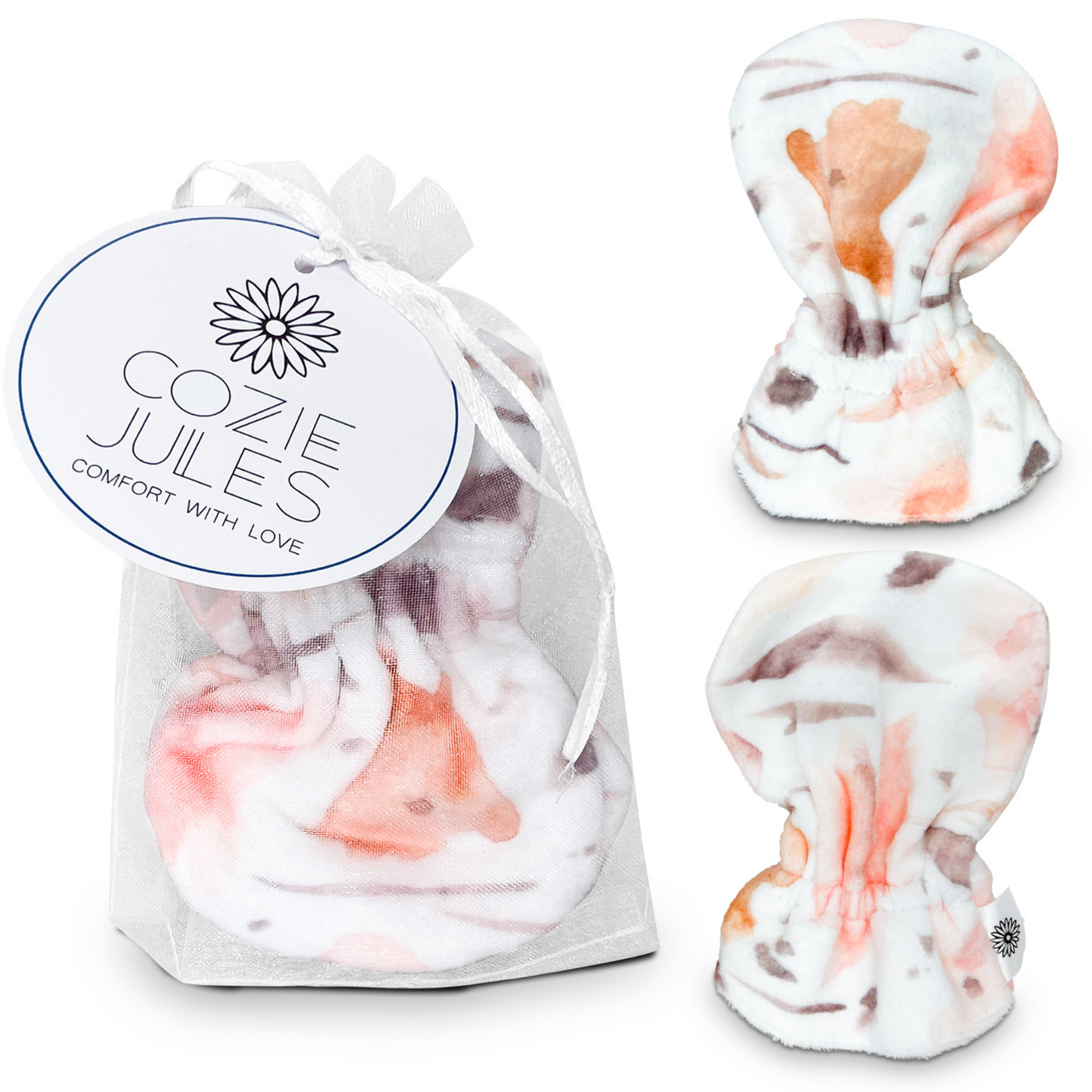 Stay-On Baby Mittens with Silicone Grip - Painted Flowers No Scratch Mittens for Newborns 0-6 Months