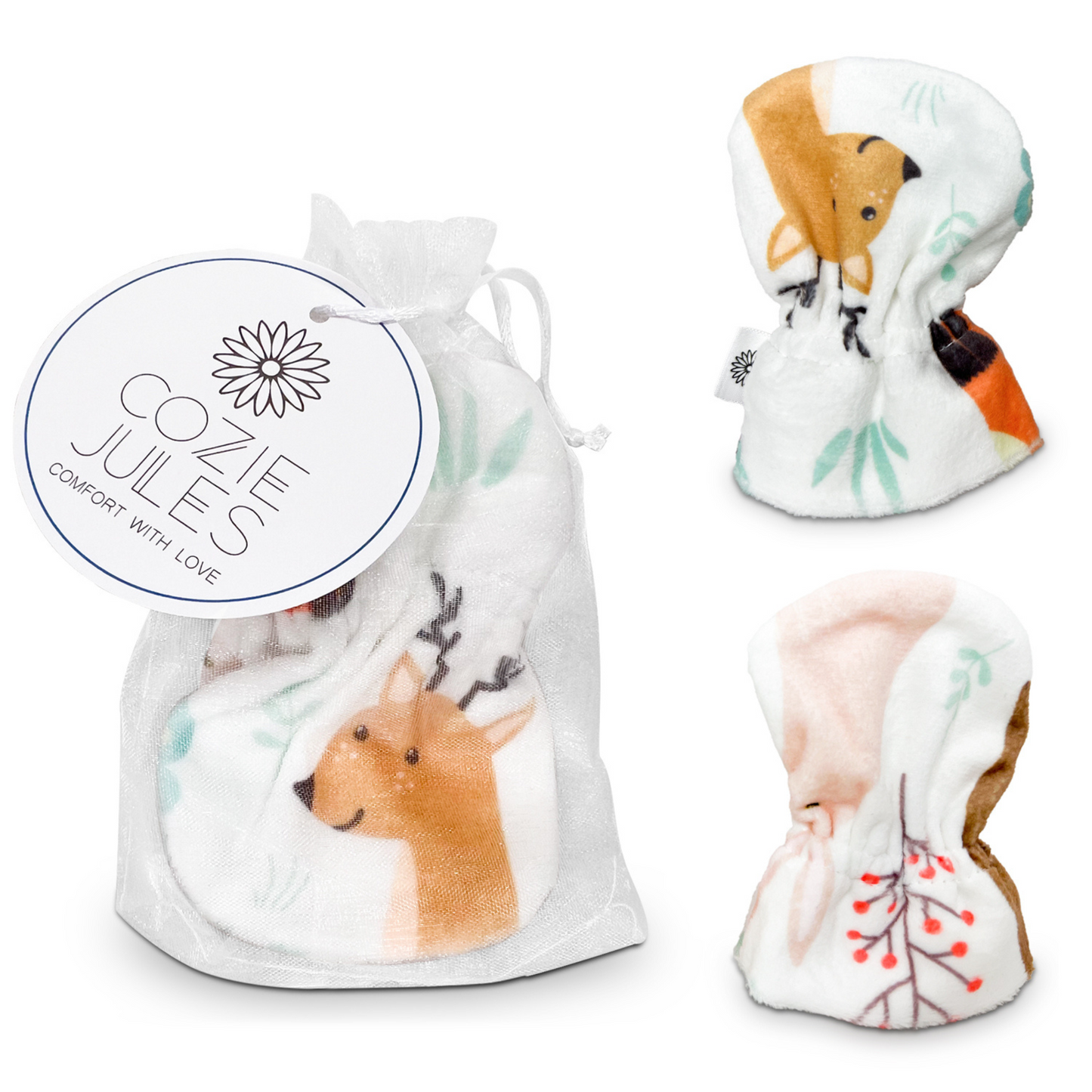 Stay-On Baby Mittens with Silicone Grip - Wild Animals No Scratch Mittens for Newborns 0-6 Months