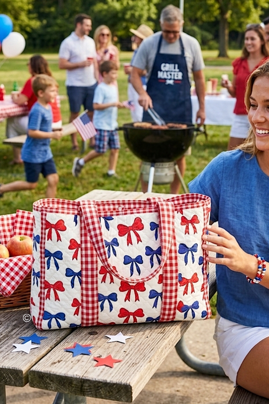 SC - ETA 4/16 - Americana Red and Blue Bow Tote Bag