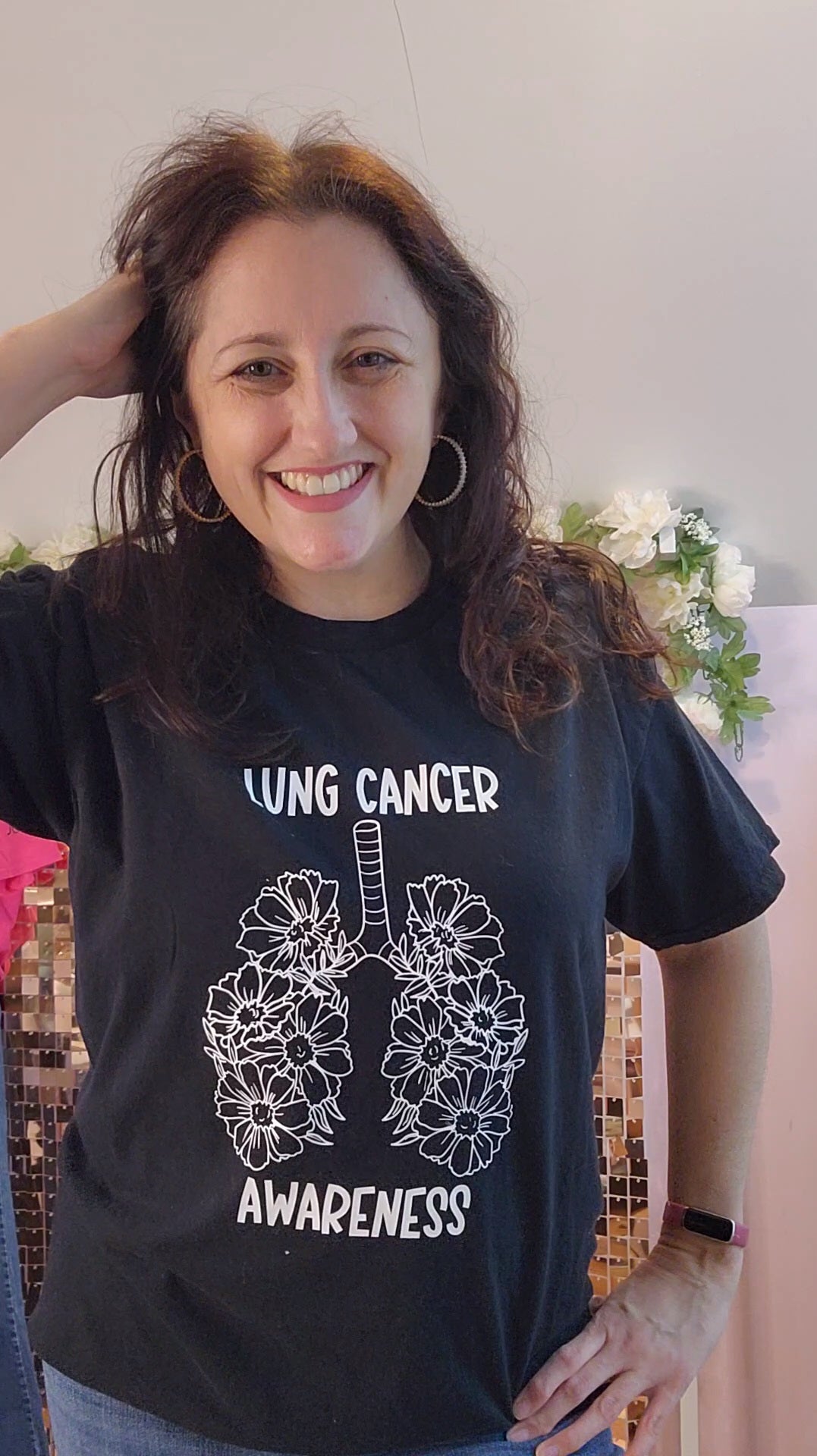 PRE-ORDER- Lung Cancer Awareness- hand drawn floral lungs graphic tee- handmade