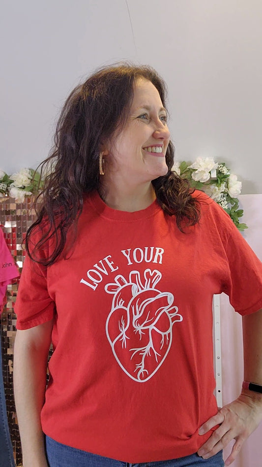 PRE-ORDER- Love your anatomical heart graphic tee- handmade