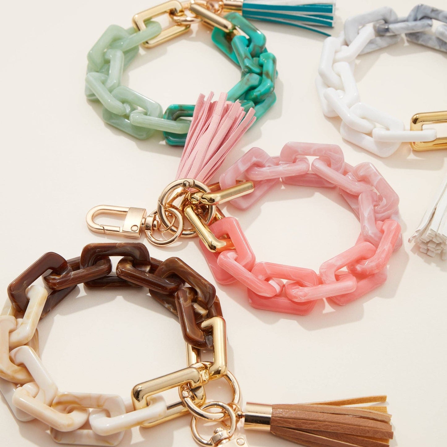Acrylic Chain Link Tassel Keychain Bracelet