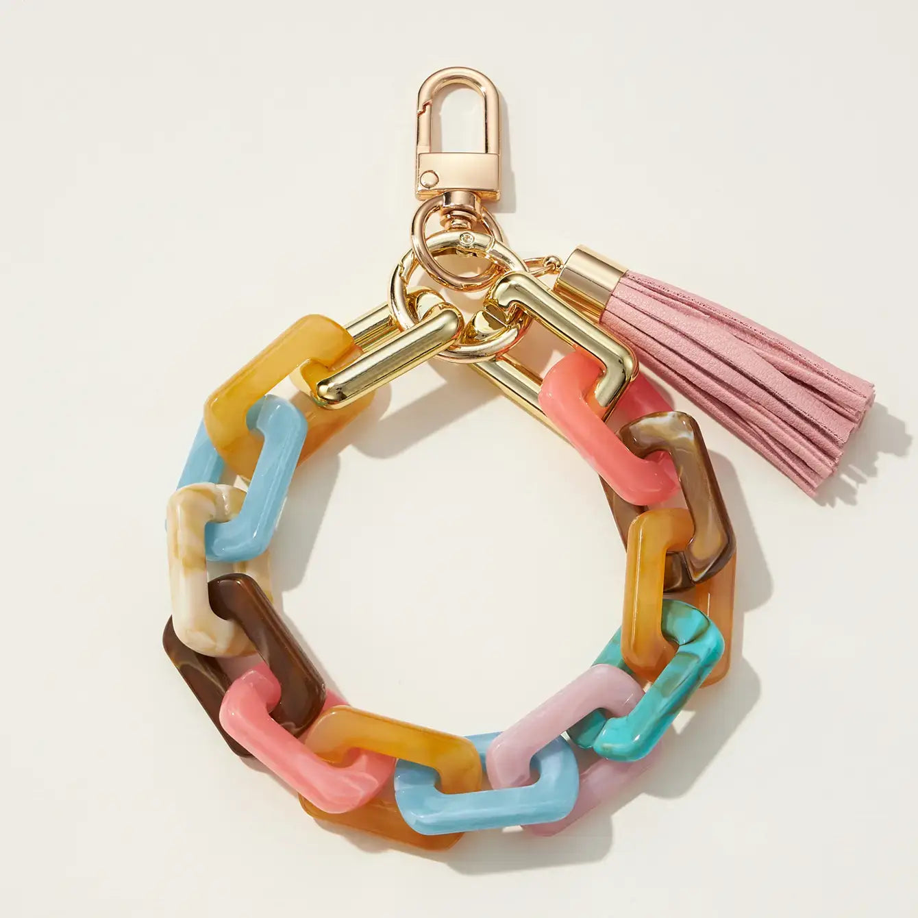 Acrylic Chain Link Tassel Keychain Bracelet