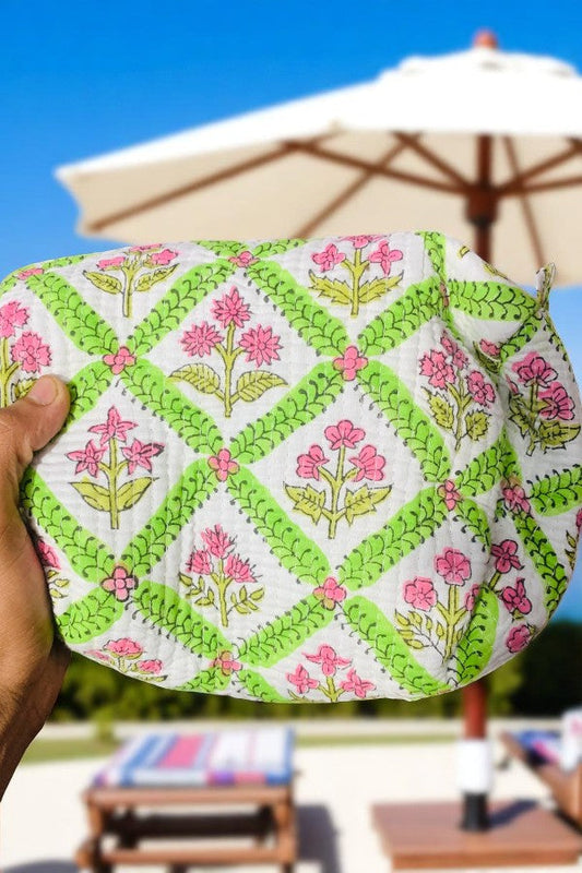SC - ETA 7/18 - Barry Green and Pink Floral Cosmetic Bag Set
