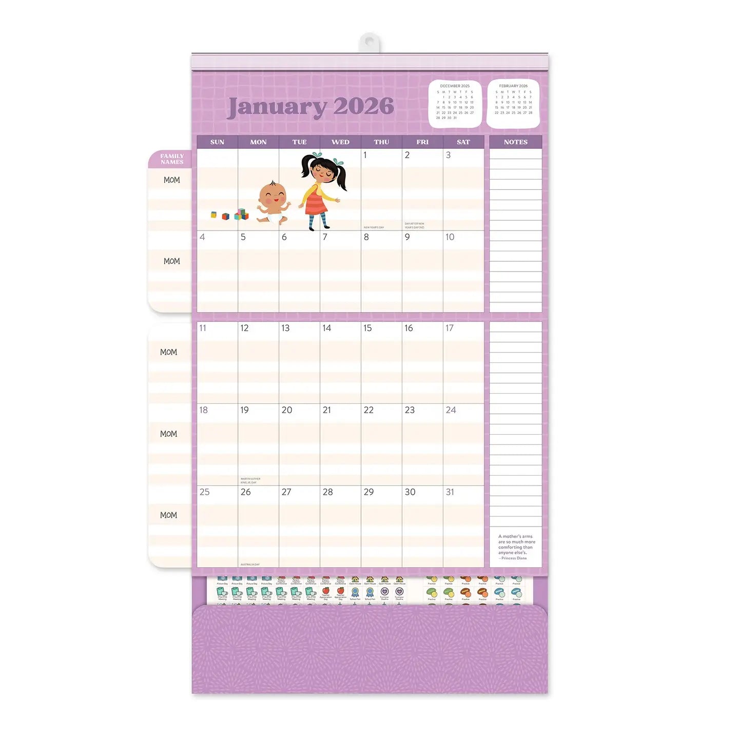 2026 Mom Do It All Wall Calendar – Family Organizer Calendar with Stickers, Pocket & Magnetic Hanger | 17-Month Planner for Busy Moms