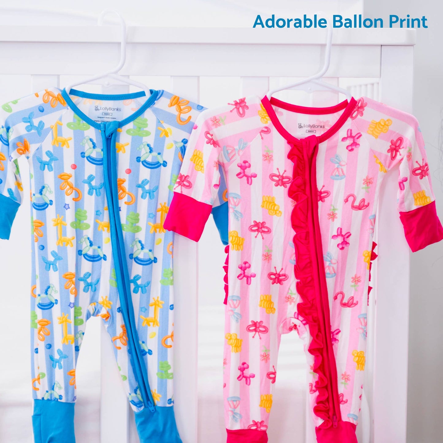 Bamboo Baby Convertible Zipper Pajama Pink Balloon Animal