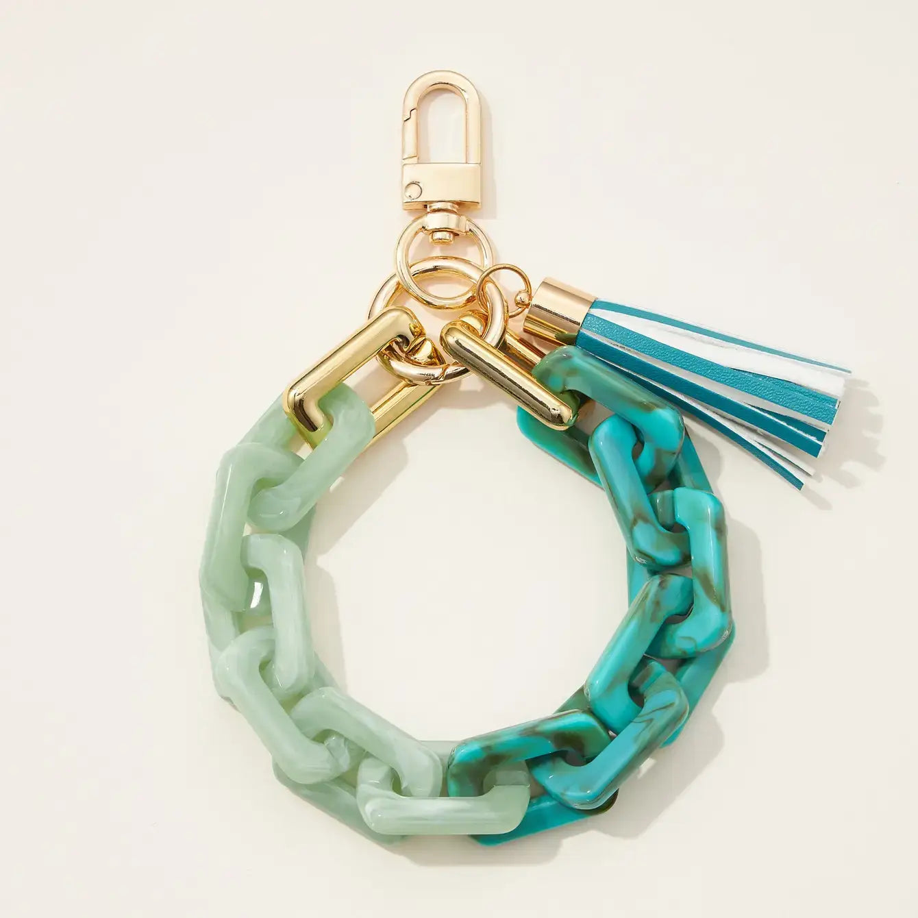 Acrylic Chain Link Tassel Keychain Bracelet