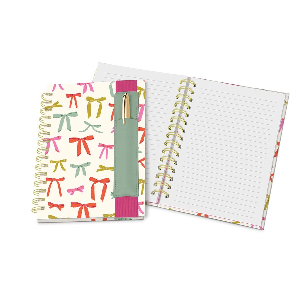 Put a bow on it spiral notebook with pen pocket
