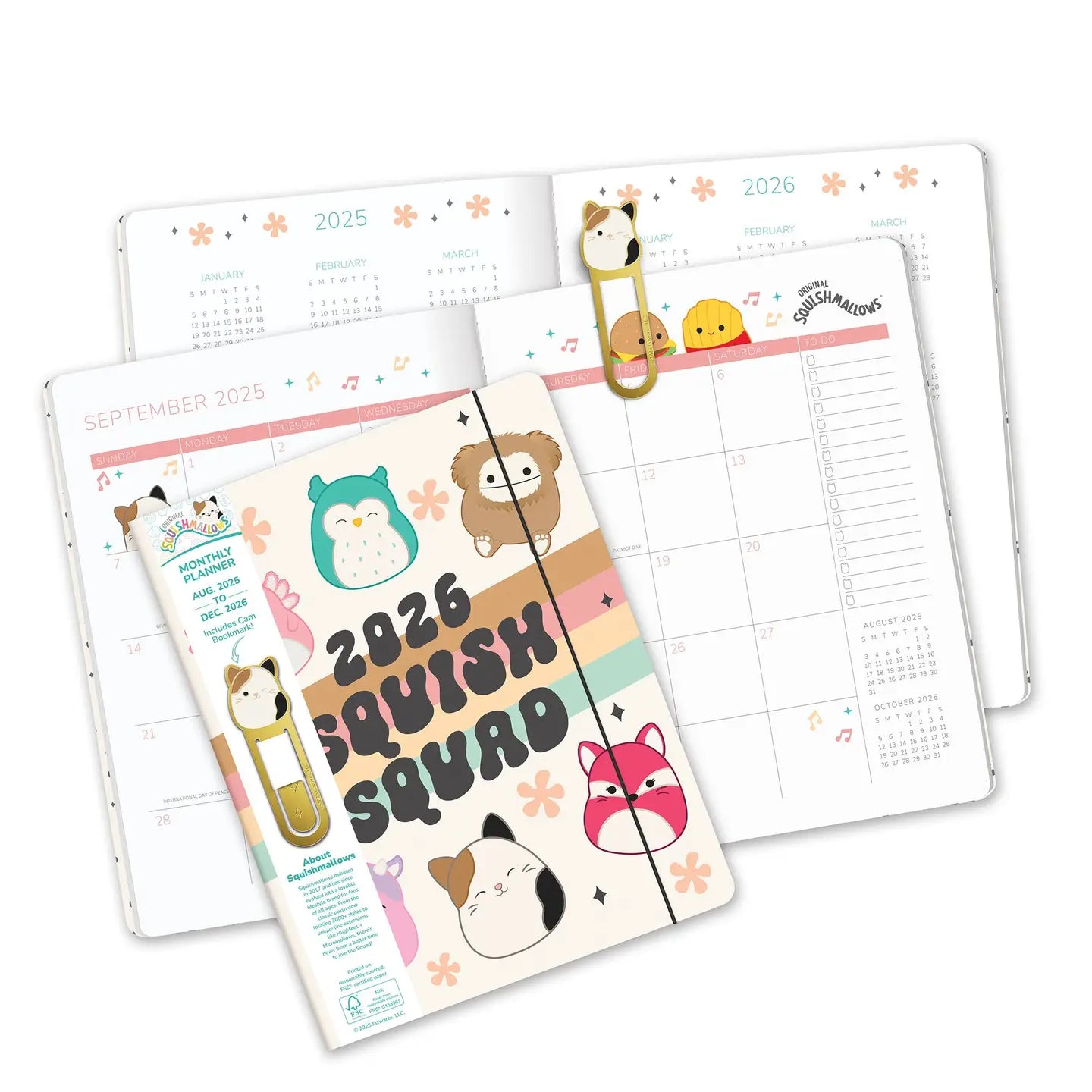 2026 Squish Squad Calendar & Planner – Monthly Agenda with Stickers, Bookmark & Pocket | 17-Month Squishmallows Planner