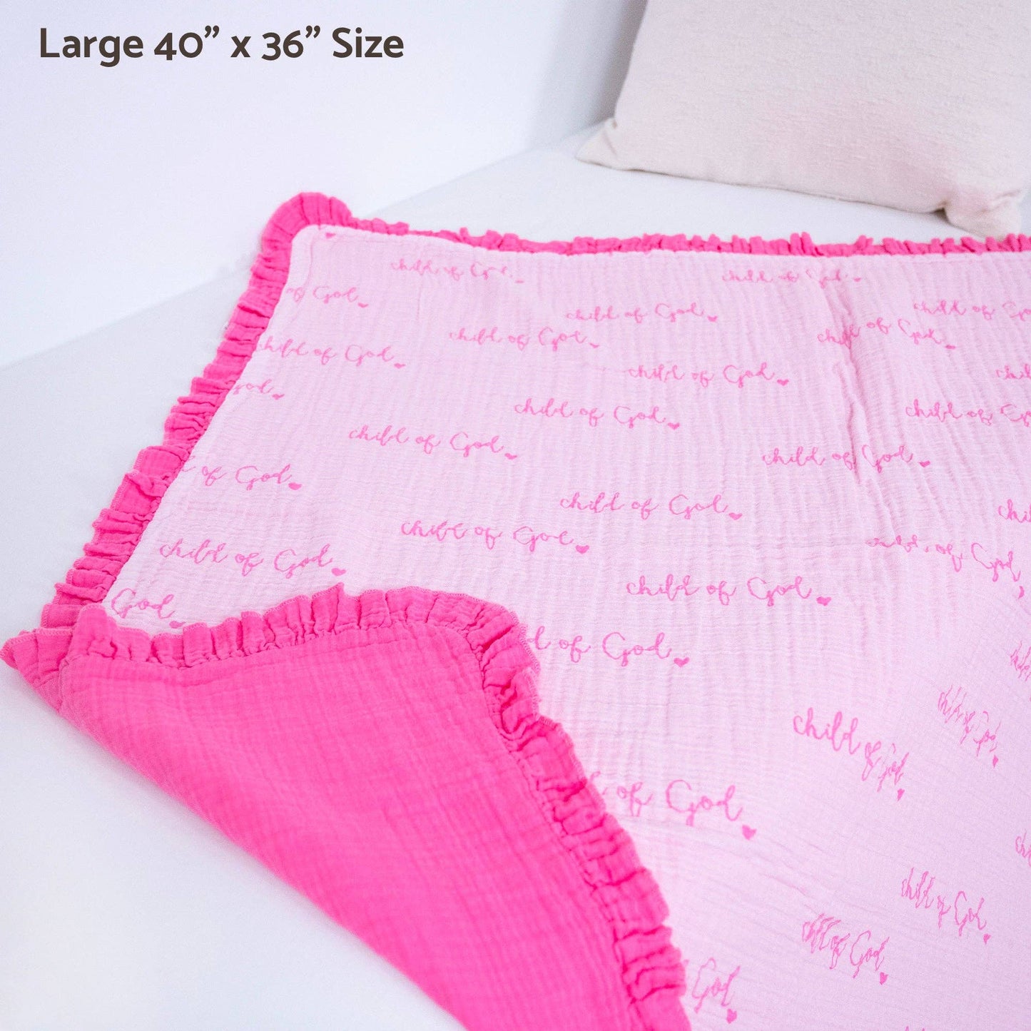 Muslin Quilt Baby & Kids Ruffle Blanket Pink Child of God