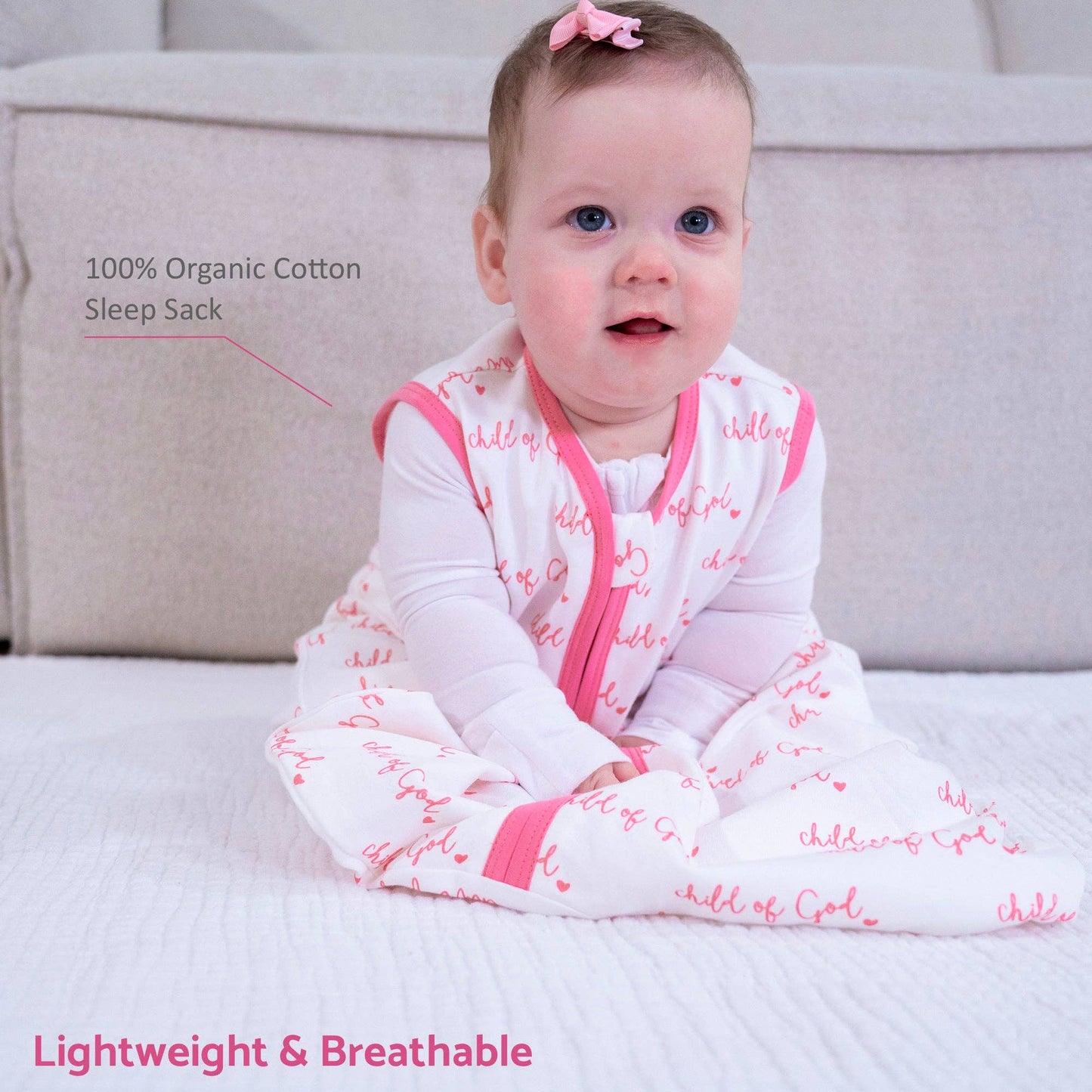 Organic Cotton Sleep Sack 0.5 TOG Pink Child of God