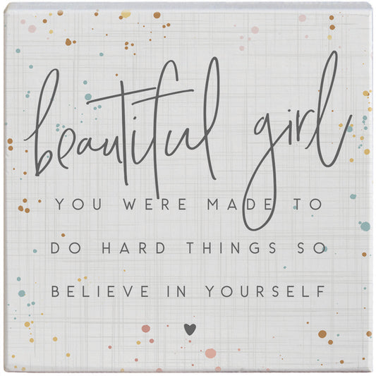 Beautiful Girl wooden gift block