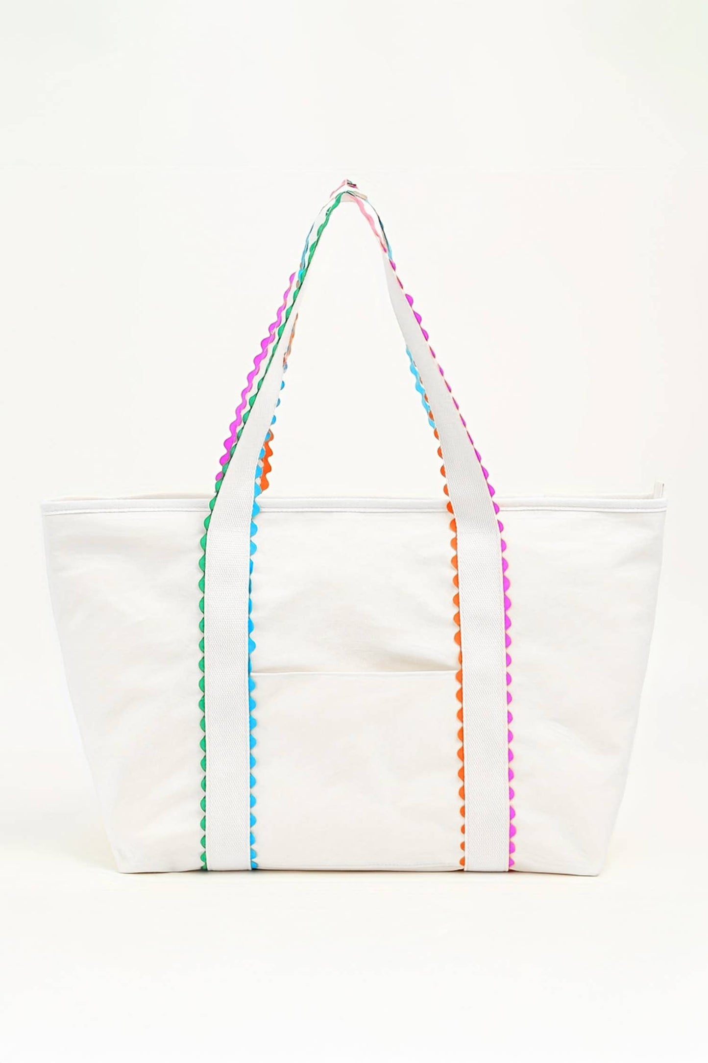 66 Colorful Ricrac-Trimmed Canvas Everyday Tote Bag