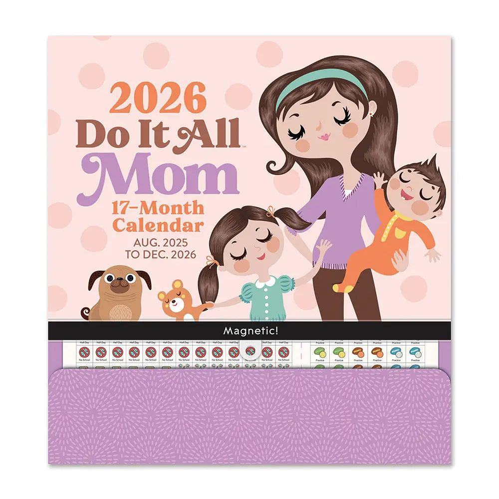 2026 Mom Do It All Wall Calendar – Family Organizer Calendar with Stickers, Pocket & Magnetic Hanger | 17-Month Planner for Busy Moms