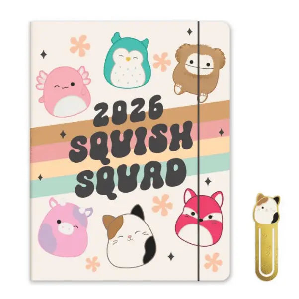 2026 Squish Squad Calendar & Planner – Monthly Agenda with Stickers, Bookmark & Pocket | 17-Month Squishmallows Planner
