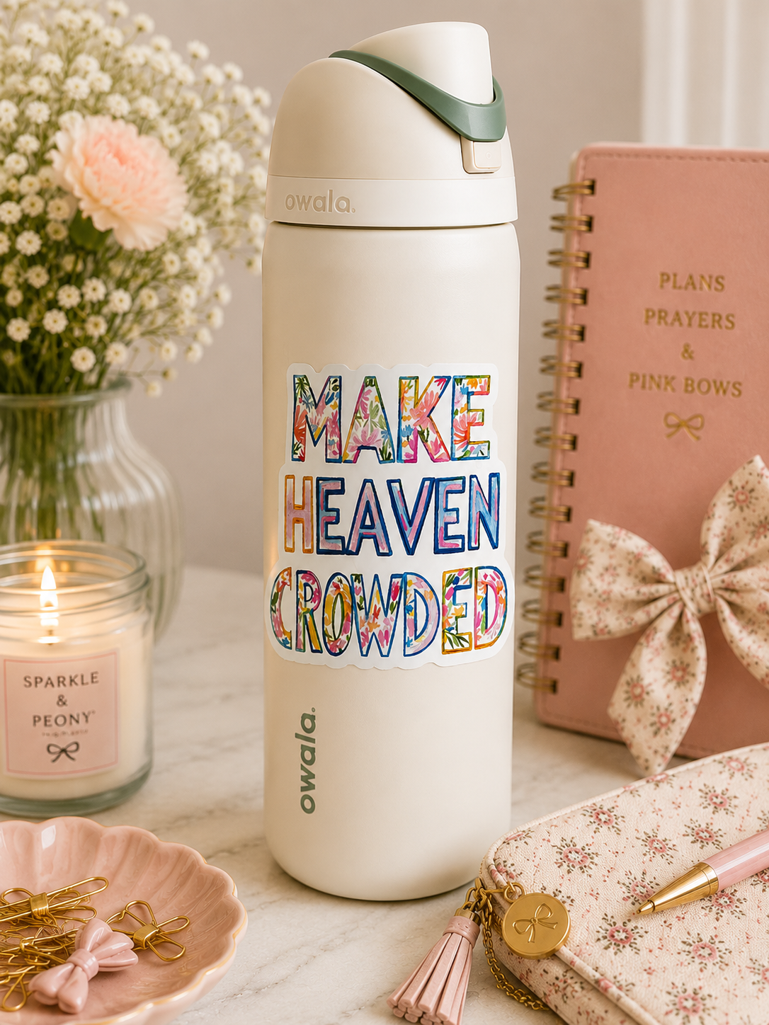Make Heaven Crowded Sticker | Floral Christian Sticker | Faith Based Vinyl Sticker