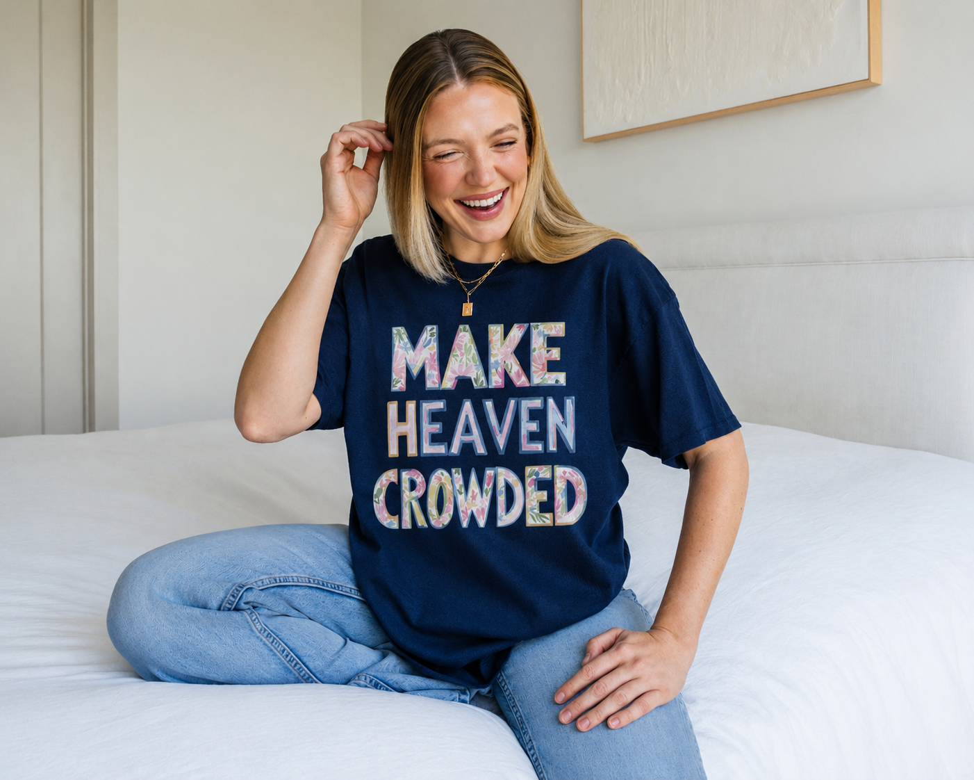 Make heaven crowded watercolor graphic tee