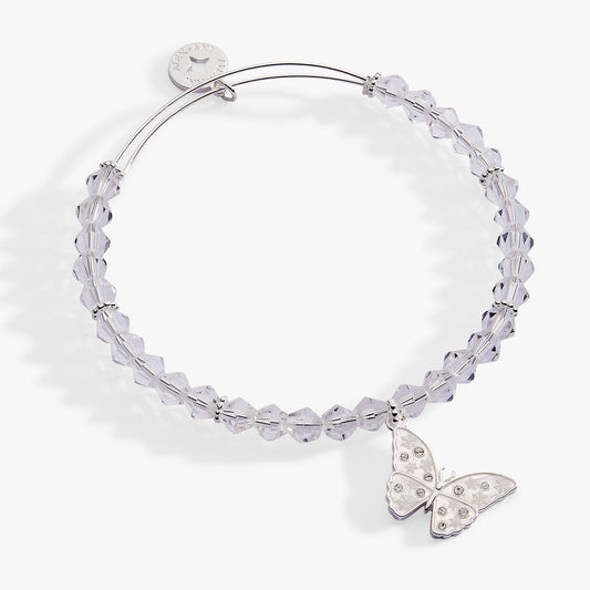 Glass Butterfly Beaded Charm Bangle