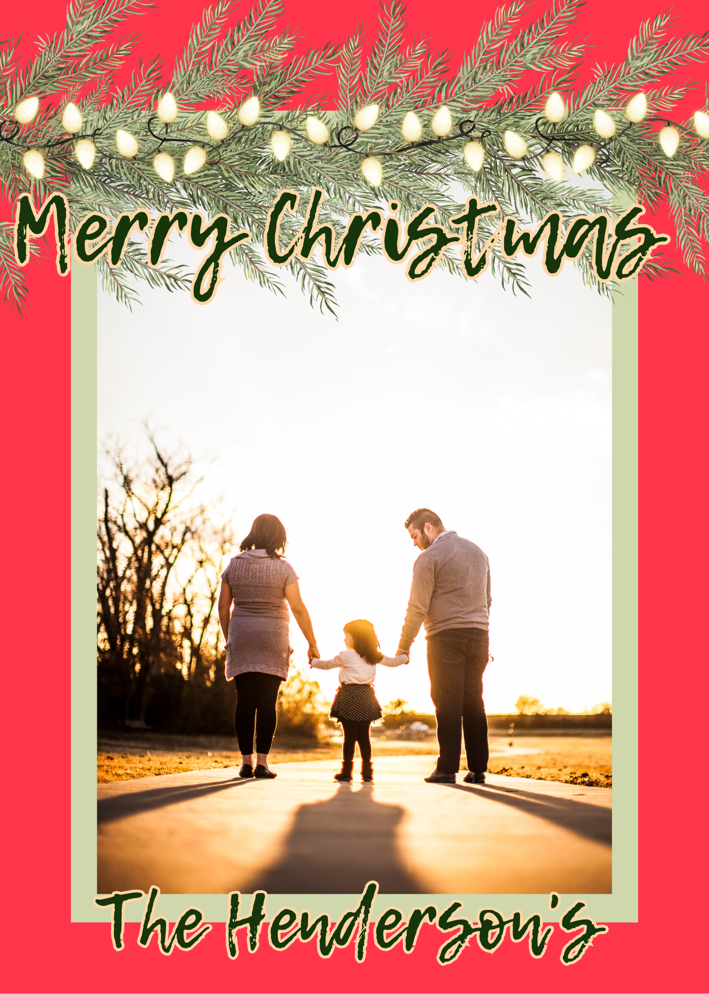 Merry Christmas Lights photo card template