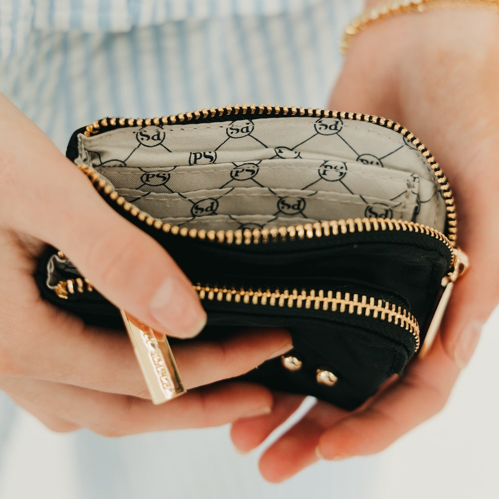 Nylon Cameron Double Zip Clippable Card Wallet