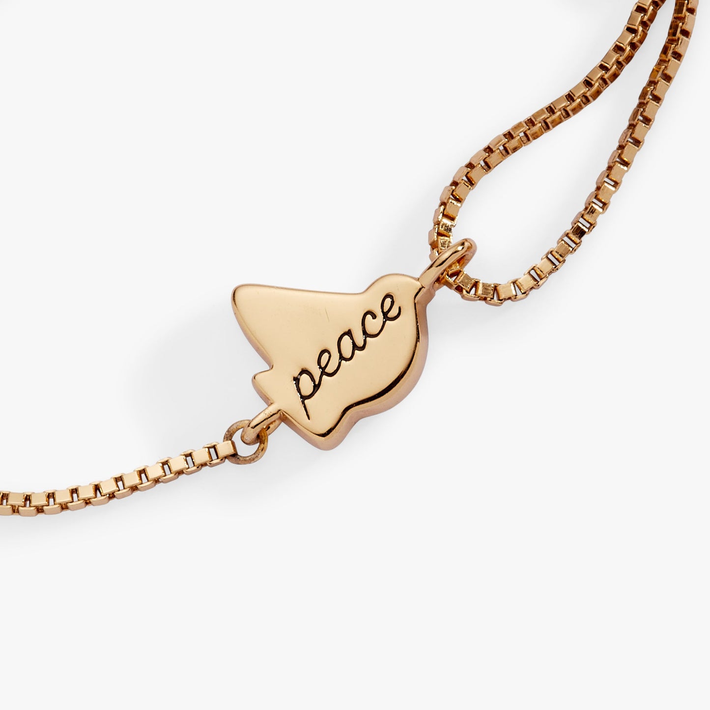 Dove 'Peace' Mother of Pearl Pull Chain Bracelet