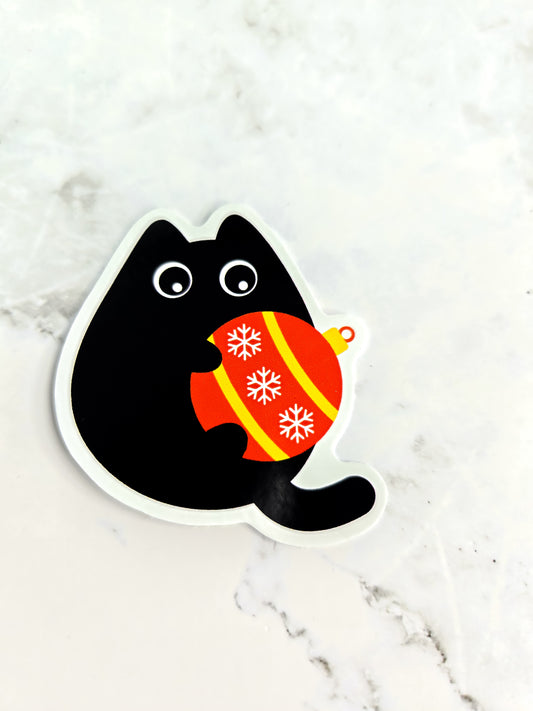 Kitty loves Christmas ornaments sticker